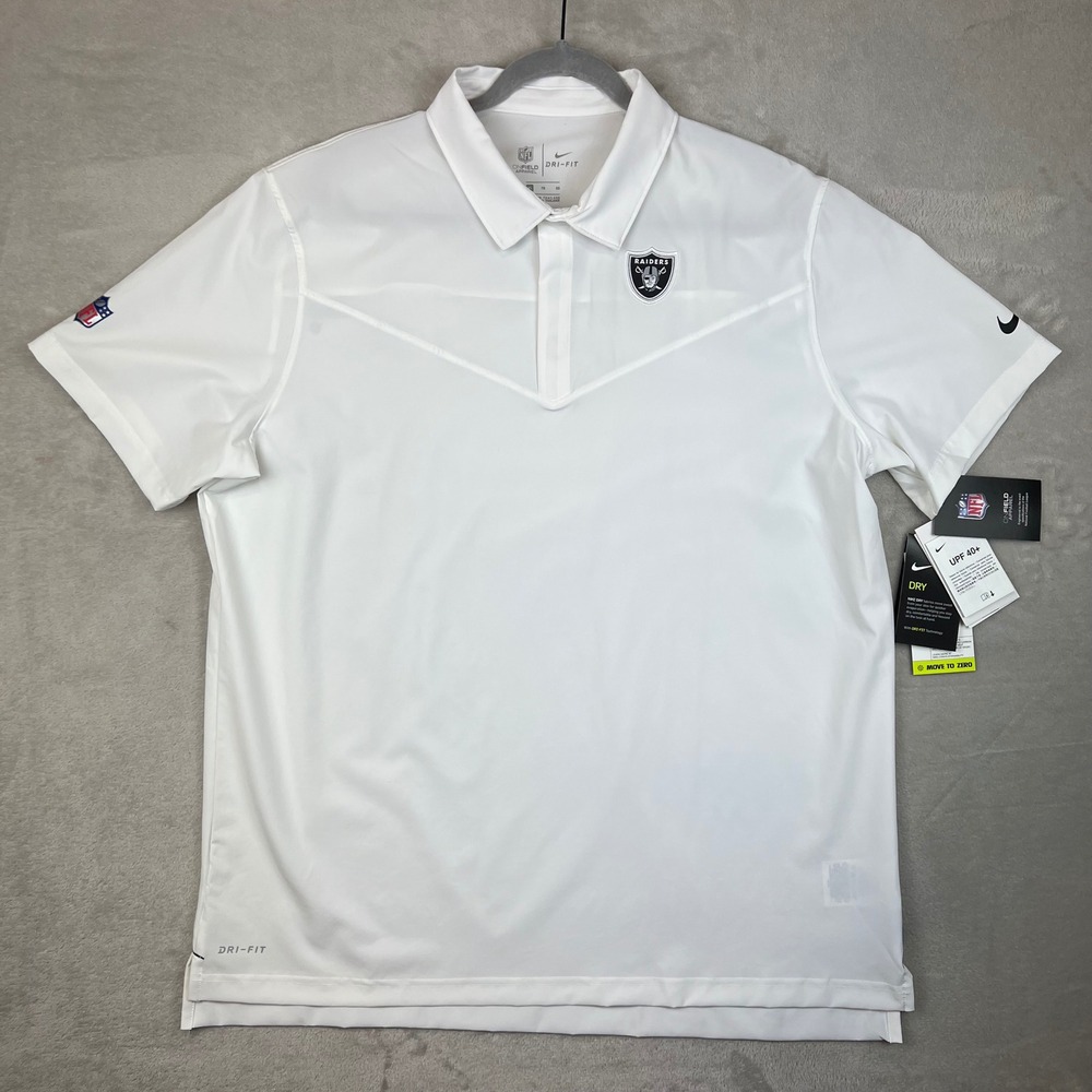 Nike Las Vegas Raiders NFL Dri-FIT Polo Shirt White Mens XL CW8355-100 NWT